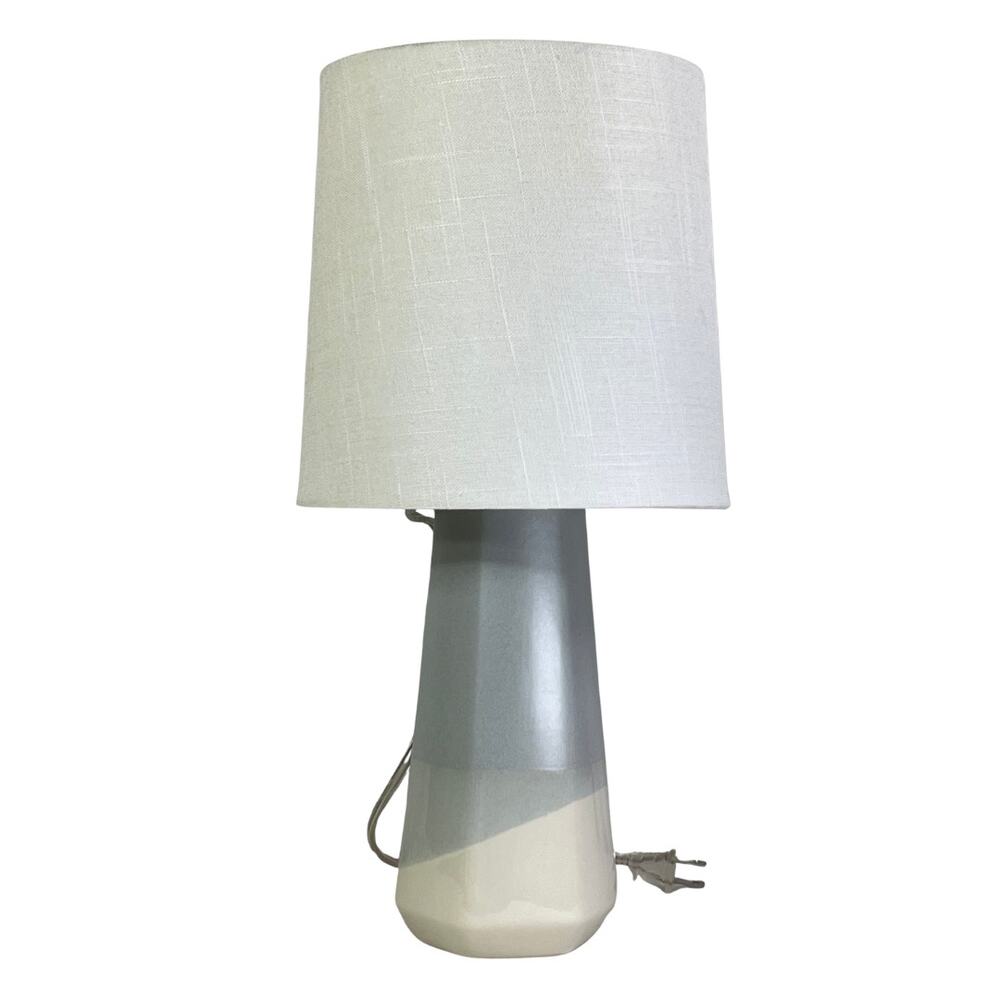 Light Blue Cream Swirl Canvas Shade Desk Lamp 18 In Tall